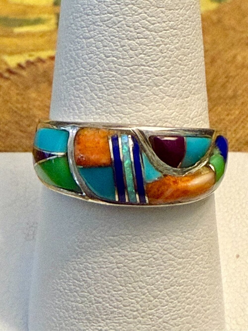 Native Inlay sterling silver ring